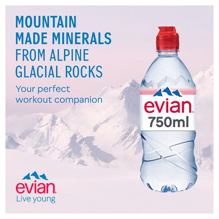 Evian Natural Mineral Water with Sports Cap 750ml