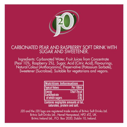 J2O Spritz Sparkling Pear & Raspberry 275ml