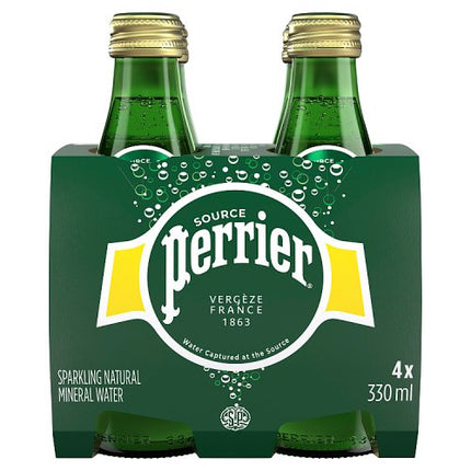 Perrier Sparkling Natural Mineral Water Glass 4x330ml