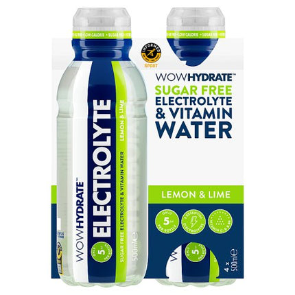 Wow Hydrate Electrolyte & Vitamin Water Lemon & Lime 4x500ml