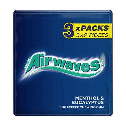 Airwaves Menthol & Eucalyptus Sugarfree Chewing Gum Multipack 3x9 Pieces