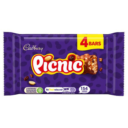 Cadbury Picnic Chocolate Bar 4 Pack Multipack 128g