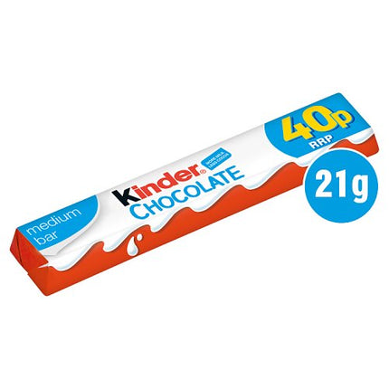 Kinder Medium Chocolate Single Bar 21g 40p