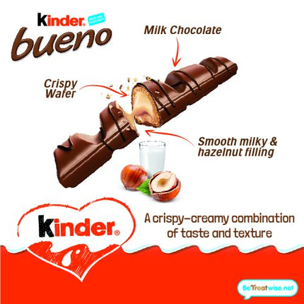 Kinder Bueno Milk and Hazelnuts 2 x 21.5g (43g)