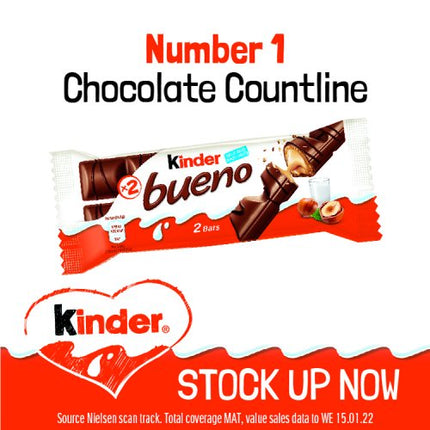 Kinder Bueno Milk and Hazelnuts 2 x 21.5g (43g)