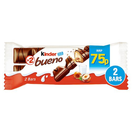 Kinder Bueno Milk Chocolate and Hazelnut 2x21.5g 75p