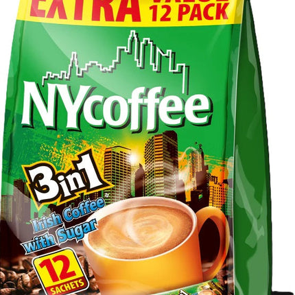 NY Coffee 3in1 Irish Instant Coffee Sachets with Sugar x12 204g