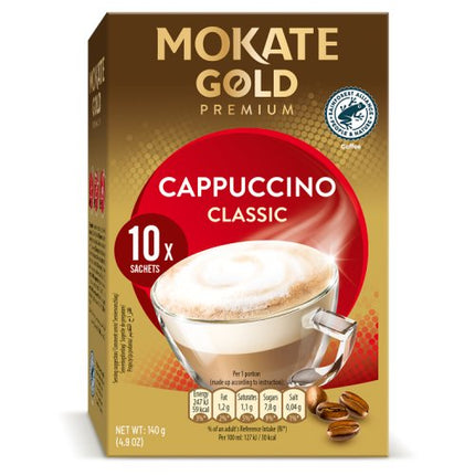 Mokate Gold Premium Classic Cappuccino Instant Coffee Sachets x10 140g