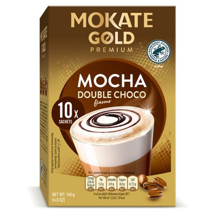 Mokate Gold Premium Double Choco Mocha Instant Coffee Sachets x10 140g