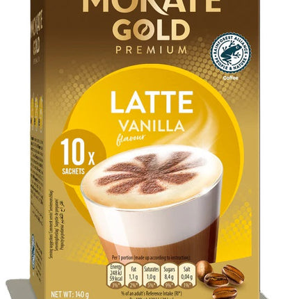 Mokate Gold Premium Vanilla Latte Instant Coffee Sachets x10 140g