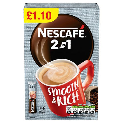 Nescafe 2in1 Instant Coffee Sachets x6 54g £1.10