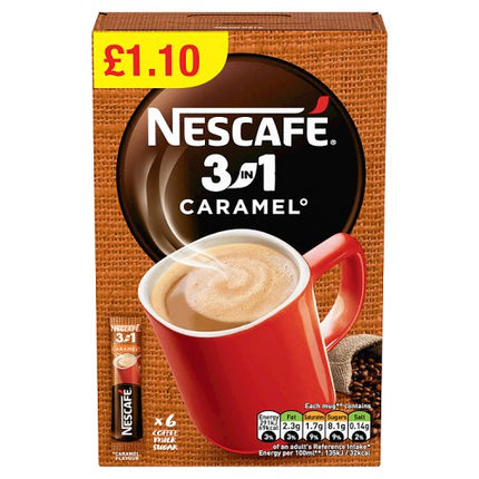 Nescafe 3in1 Caramel Instant Coffee Sachets x6 96g £1.10