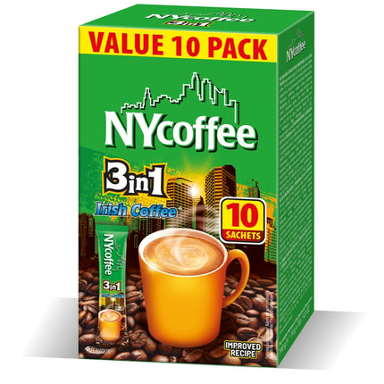 NY Coffee 3in1 Irish Instant Coffee Sachets with Sugar x10 140g