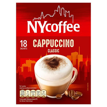 NY Coffee Classic Cappuccino Instant Coffee Sachets x18 252g