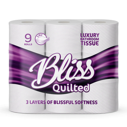 Bliss Quilted White Luxury Toilet Tissue 3ply 9 Rolls