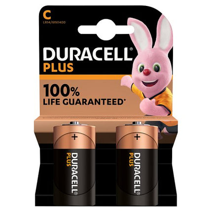 Duracell Plus C Alkaline Batteries 2 Pack