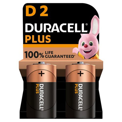 Duracell Plus D Alkaline Batteries 2 Pack