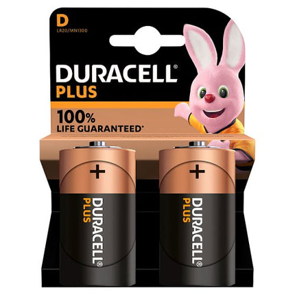 Duracell Plus D Alkaline Batteries 2 Pack