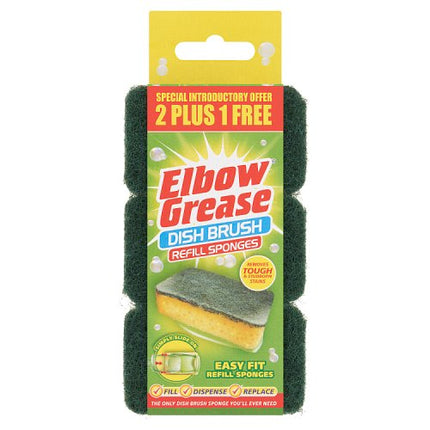 Elbow Grease Dish Brush Refills Sponges x3