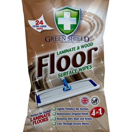 Green Shield XL Laminate & Wood Floor Wipes x24