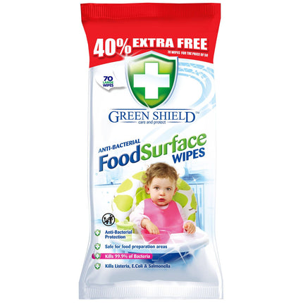 Green Shield Anti-Bacterial Food Surface Wipes x70