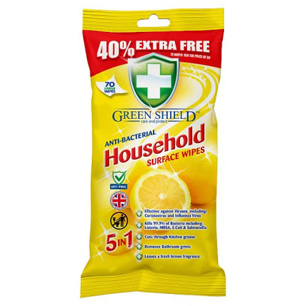 Green Shield Anti-Bacterial Household Surface Wipes x70