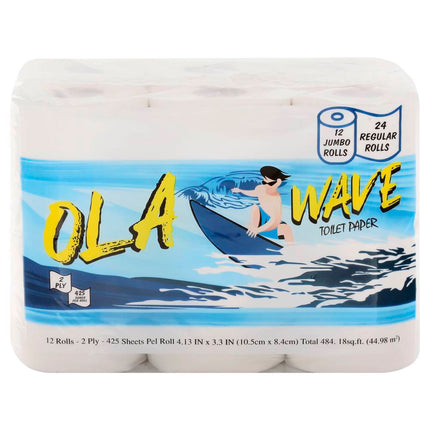 Ola Wave Toilet Tissue 2ply 12 Jumbo Rolls