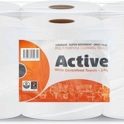 Active White Centrefeed Roll 2ply 60m