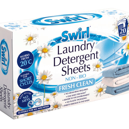 Swirl Fresh Clean Non Bio Laundry Detergent Sheets x20