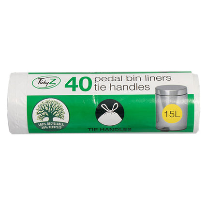 Tidyz Pedal Bin Liners with Tie Handles 15 Litre x40