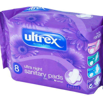 Ultrex Ultra Night Sanitary Pads x8