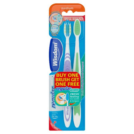 Wisdom Regular Medium Toothbrush x2