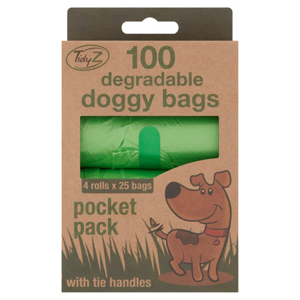 Tidyz Doggy Bags with Tie Handles 4x25 Bags