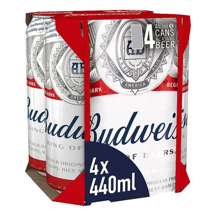 Budweiser Lager Beer Cans 4 x 440ml