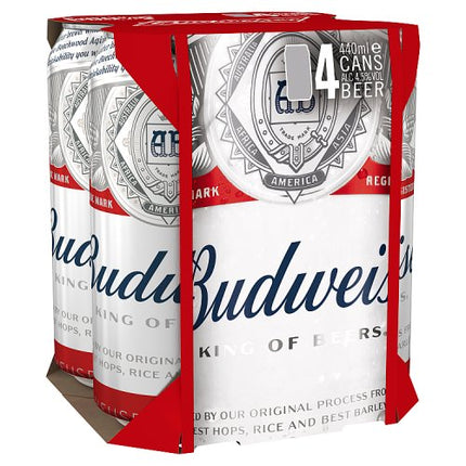 Budweiser Lager Beer Cans 4 x 440ml