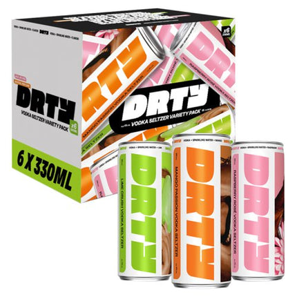 DRTY Variety Pack Vodka Seltzer RTD Can 6 x 330ml