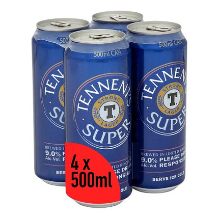 Tennent's Super Lager Can 4 x 500ml