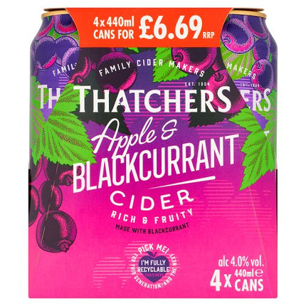 Thatchers Apple and Bcurrant Cider 4 x 440ml £6.69